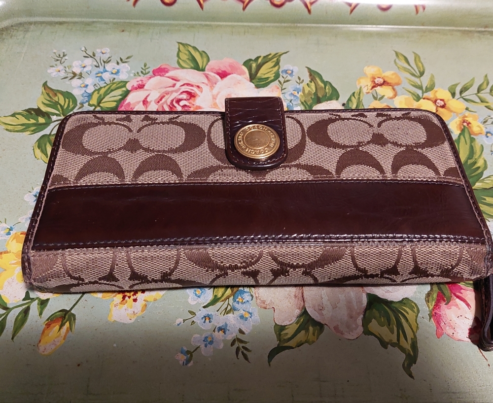 Coach signature zip around Clutch wallet